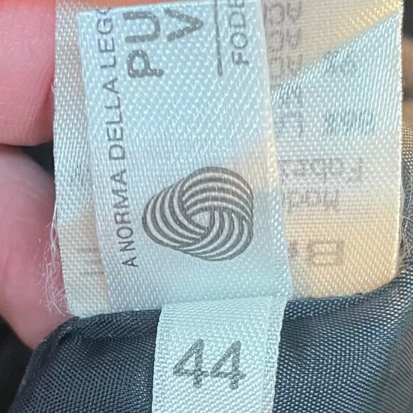 Vintage BASILE Italy Women's Size 8 Dark Gray Wool Blend Blazer Faux Fur Cuffs - Picture 10 of 10